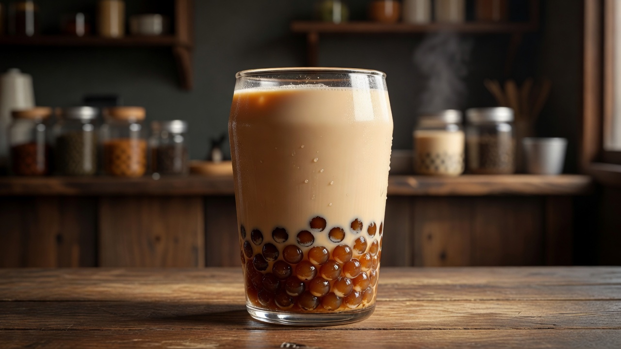 Taipei Starlight Boba artisan milk tea with caramelized pearls